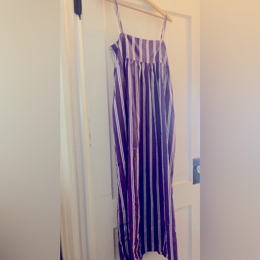 Purple and White Striped MIKOH Maxi Dress